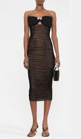 BOW MESH STRAPPY MIDI DRESS IN BLACK styleofcb