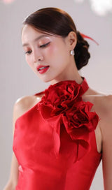 ROSE EMBELLISHED SATIN MINI DRESS IN RED DRESS styleofcb