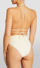 FLORAL APPLIQUÉ TRIANGLE BIKINI SUIT IN WHITE styleofcb