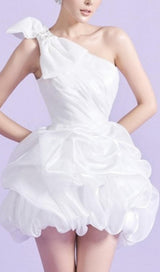 WHITE ONE SHOULDER BOWKNOT MINI DRESS Dresses styleofcb