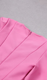 SQUARE SHOULDER CORSET MIDI DRESS IN PINK styleofcb