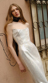 SEQUIN FEATHER MIDI DRESS IN WHITE styleofcb