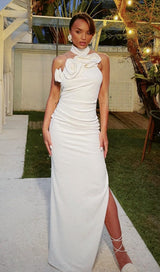 FLOWER SLEEVELESS MAXI DRESS IN WHITE styleofcb