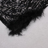 BLACK SEQUIN FEATHER TRIM BLAZER DRESS Dresses styleofcb
