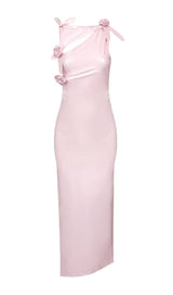 GLAM WITH EDGY SKINTIGHT LATEX GOWN IN PINK LEATHERETTE PIECES styleofcb