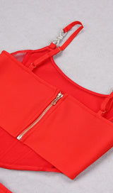 CORSET WIDE-LEGGED TWO-PIECE SUIT IN RED styleofcb
