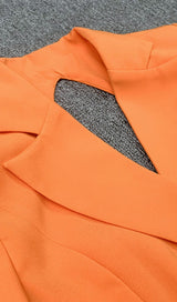 QUILLA ORANGE FEATHER CRYSTAL SLEEVE BACKLESS BLAZER DRESS Dresses styleofcb