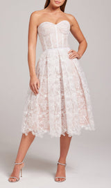 LACE BANDEAU MIDI DRESS IN WHITE styleofcb