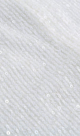 SEQUIN FEATHER STRAPLESS MINI DRESS IN WHITE styleofcb