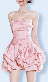 STRAPLESS BUD MINI DRESS IN PINK styleofcb