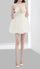 BOW DECORATIVE BANDEAU DRESS SET IN CHAMPAGNE styleofcb