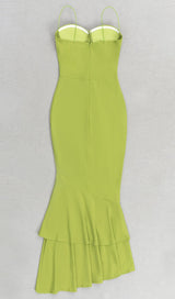 STRAPPY FISHTAIL MAXI DRESS IN GREEN styleofcb