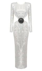 SEQUINN CUTOUT MAXI DRESS IN METALLIC DRESS styleofcb