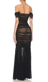 OFF SHOULDER MESH RUCHED MAXI DRESS Dresses Oh CICI