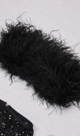 FEATHER SEQUIN TWO PIECE SET IN BLACK styleofcb