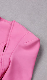 SQUARE SHOULDER CORSET MIDI DRESS IN PINK styleofcb