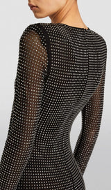 ENBELLISHED MESH MIDI DRESS IN BLACK styleofcb