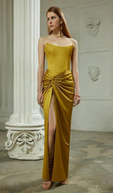 STRAPLESS CORSET MAXI DRESS IN YELLOW Dresses styleofcb
