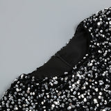 SEQUIN FEATHER LONG SLEEVES MIDI DRESS styleofcb