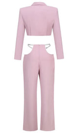 SNAKE BUCKLE WAISTBAND SUIT IN PINK styleofcb
