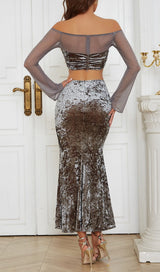 PERSPECTIVE VELVET BREAST TOP SUIT IN SILVER GRAY styleofcb