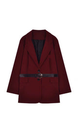 RED VELVET BLAZER WITH BELT