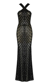 HALTER SEQUIN MAXI DRESS IN BLACK Dresses styleofcb