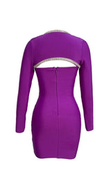 BANDAGE TWO PIECE DIAMOND ENCRUSTED RUFFLE SEXY MINI DRESS IN PURPLE styleofcb