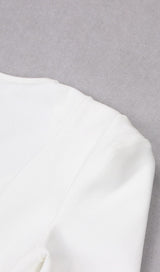 SQUARE SHOULDER CORSET MIDI DRESS IN WHITE styleofcb