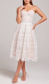 LACE BANDEAU MIDI DRESS IN WHITE styleofcb