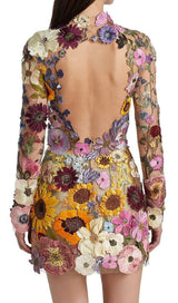 EMBROIDERED LACE HALF HIGH COLLAR MINI DRESS styleofcb