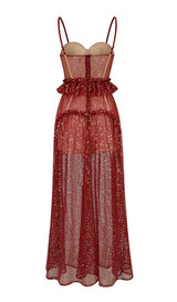 BANDAGE SEQUIN MAXI DRESS IN RED Dresses styleofcb