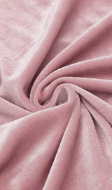 PINK LONG SLEEVE VELVET MINI DRESS styleofcb