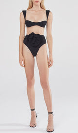 ROSE EMBELLISHED BIKINI SUIT IN BLACK styleofcb