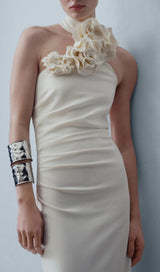 FLOWER SLEEVELESS MAXI DRESS IN WHITE styleofcb