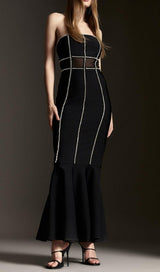 BANDAGE BANDEAU MESH KNIT MAXI DRESS styleofcb