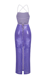SEQUIN BACKLESS MAXI DRESS IN PURPLE styleofcb