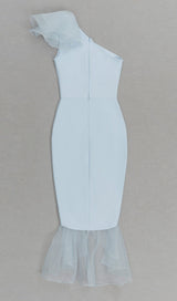 BANDAGE ONE-SHOULDER MIDI DRESS IN LIGHT BLUE styleofcb