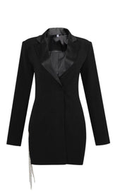 FREYA BLACK CRYSTAL FRINGE BLAZER DRESS Dresses styleofcb