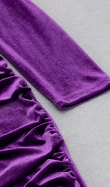 LONG SLEEVES RUCHED MINI DRESS IN PURPLE Dresses styleofcb