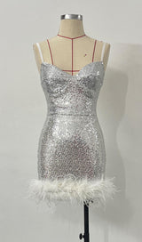 FEATHER SLEEVELESS MINI DRESS IN WHITE Dresses styleofcb