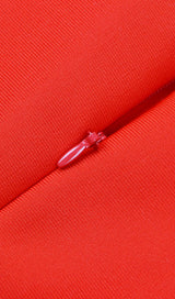 SQUARE SHOULDER CORSET MIDI DRESS IN RED styleofcb