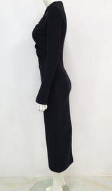 LONG SLEEVES CUT OUT MIDI DRESS IN BLACK styleofcb