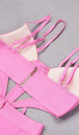 BANDAGE CUT OUT JUMPSUIT IN PINK Clothing styleofcb