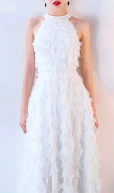 WHITE SLEEVELESS ROUNDNECK HALTERNECK MAXI DRESS styleofcb