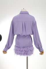 FEATHER LONG SLEEVE SHIRT DRESS Dresses sis label