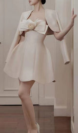 BOW DECORATIVE BANDEAU DRESS SET IN CHAMPAGNE styleofcb