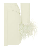 Madeline Pearl White Feather Trim Blazer Dress styleofcb
