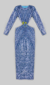 SEQUIN CUTOUT BACKLESS MAXI DRESS IN BLUE DREESES styleofcb