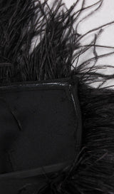 FEATHER BODYCON MAXI DRESS IN BLACK Dresses styleofcb
